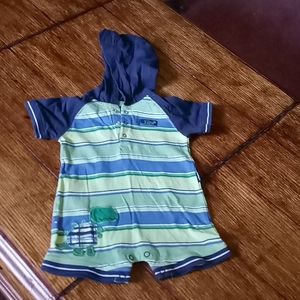 ** Carter's Green & Blue Stripe Body Suit Shorts